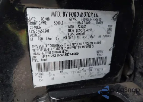 2008 Ford F-250 Fx4/Harley-Davidson/King Ranch/Lariat/Xl/Xlt z USA, uszkodzony, nr VIN 1FTSW21R48ED74559